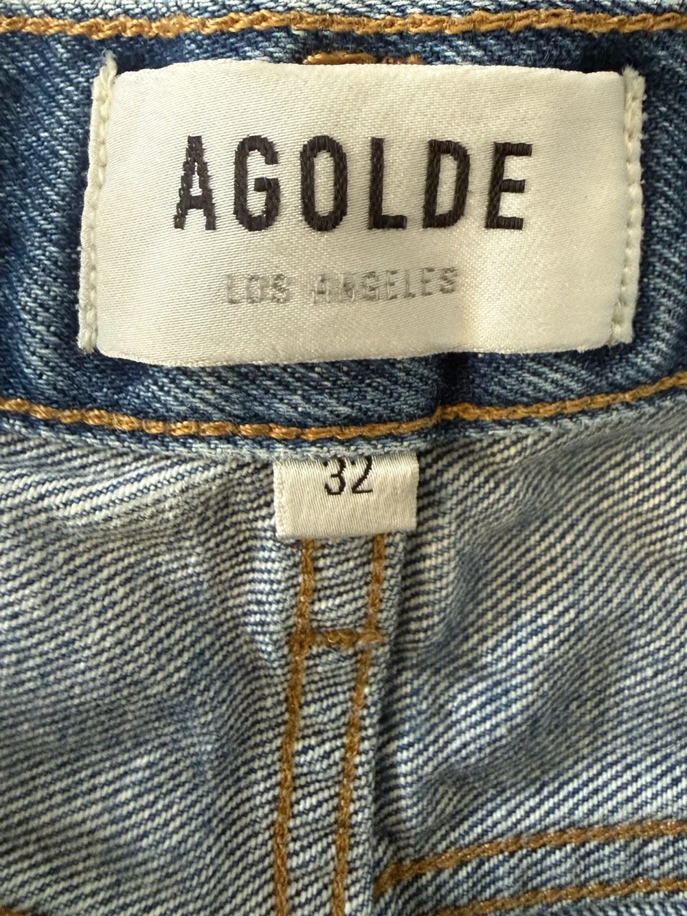 Agolde Distressed Parker Long High Rise 100% Cotton Denim Cutoff Shorts